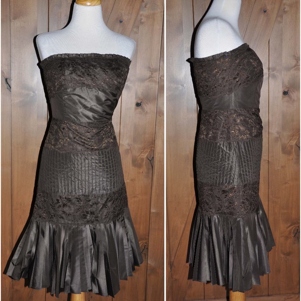 Banana Republic Expresso Pleated Bottom Lace Sections Sexy Strapless Short Dress